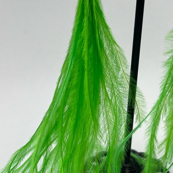 Long Dangle Green Feather Hippie Chic Earrings - Vibrant Whimsical Earrings - Picture 15 of 17